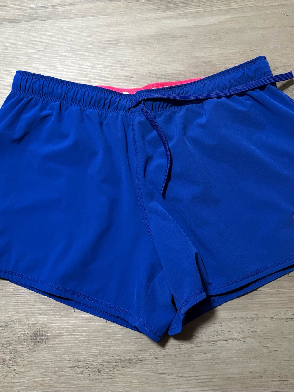 Nike Royal Blue Women's Athletic Shorts with Pink Waistband Accent size L